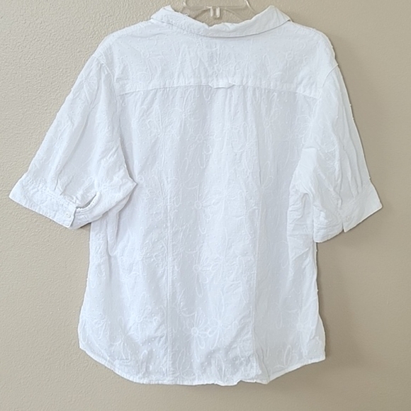 Woolrich Womens White Floral Embroidered Button Down Shirt - Size XL - Picture 5 of 9
